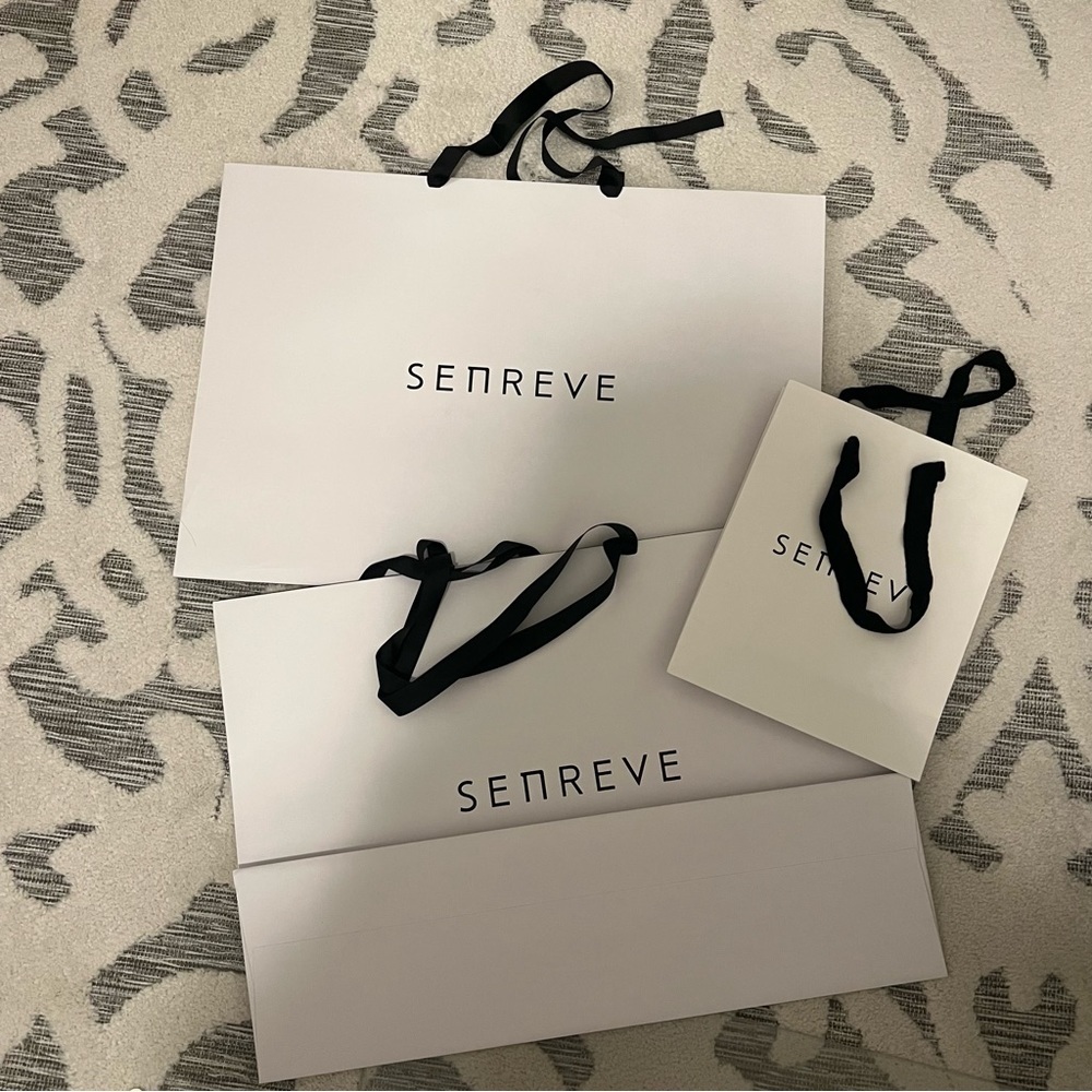 Bundle of 3 Senreve White & Black Paper Shopping Bags NEW